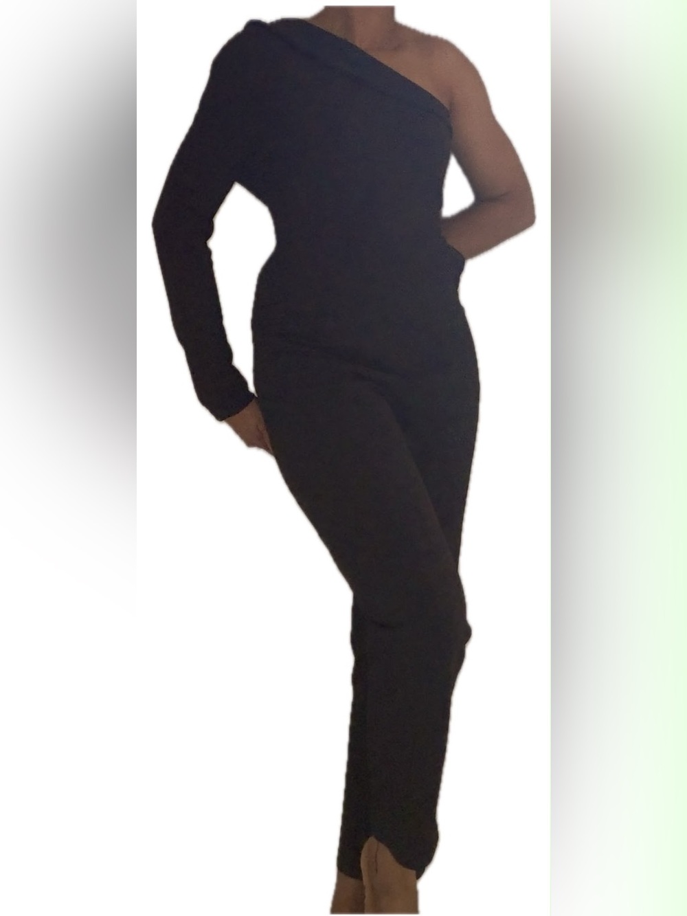 Girl in Mind One-Shoulder Black Jumpsuit US 10 /Uk 14